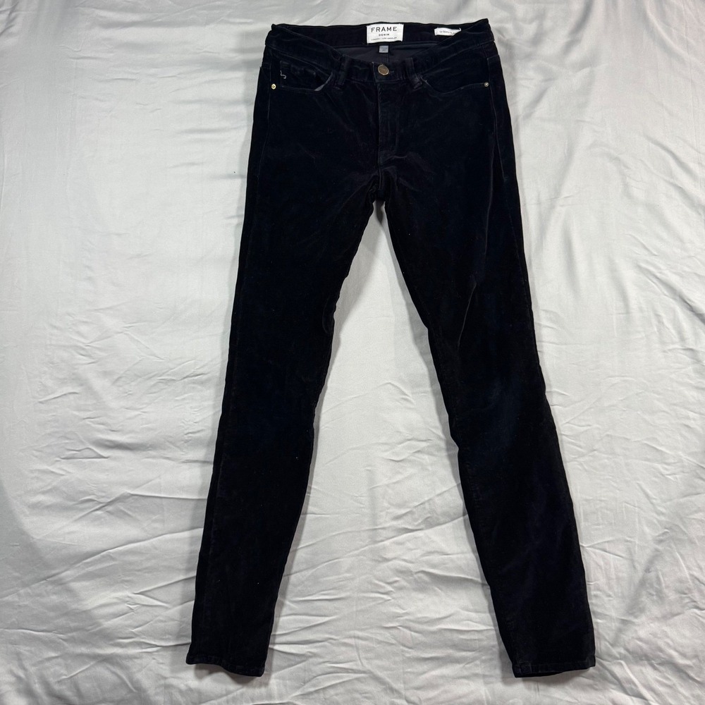 FRAME Le Skinny de Jeanne Black Velvet Jeans Women's 27